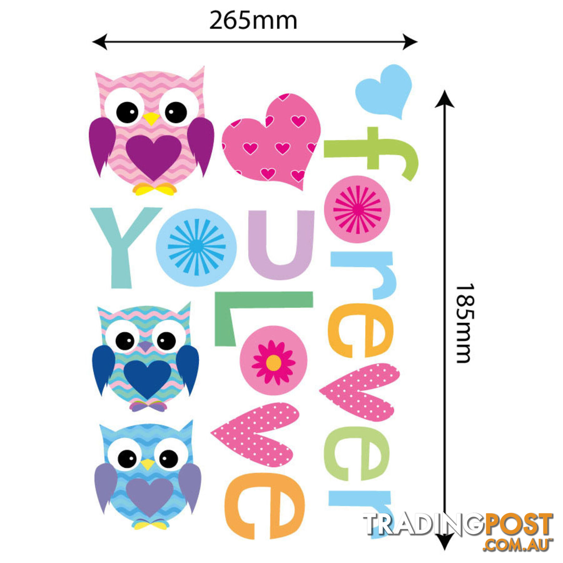 Medium Size Love Forever Owls Wall Sticker - Totally Movable