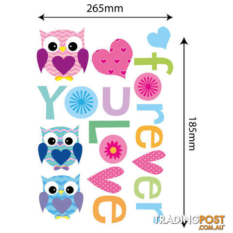 Medium Size Love Forever Owls Wall Sticker - Totally Movable