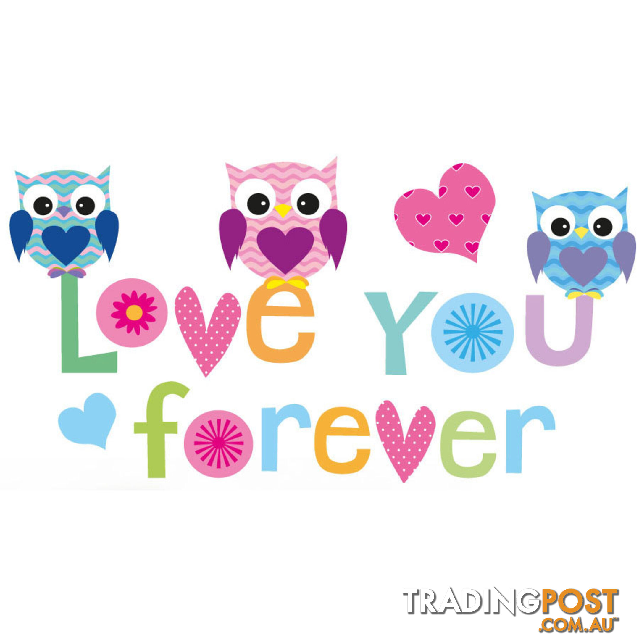 Extra Large Size Love Forever Owls Wall Sticker - Totally Movable