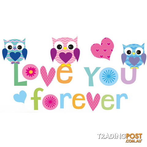 Extra Large Size Love Forever Owls Wall Sticker - Totally Movable