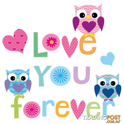 Extra Large Size Love Forever Owls Wall Sticker - Totally Movable