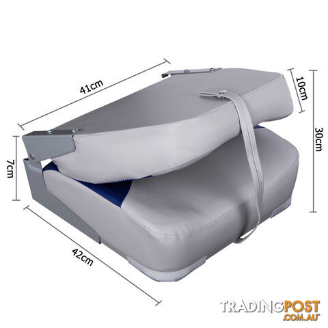 Set of 2 Swivel Folding Marine Boat Seats Grey Blue - photo 3 of 9