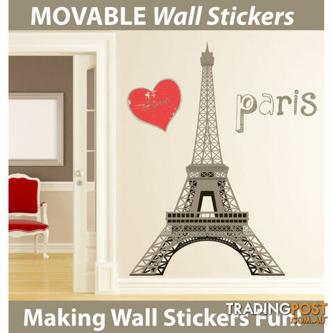 Large Size Paris Eiffel Tower Wall Stickers - Totally Movable