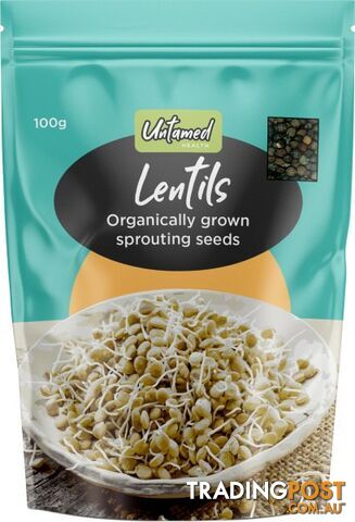 Untamed Lentils Earth-Friendly Sprouting Seeds 100g - Untamed Health -...