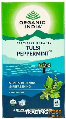 Organic India Tulsi Peppermint Tea 25Teabags - Organic India - 801541500123