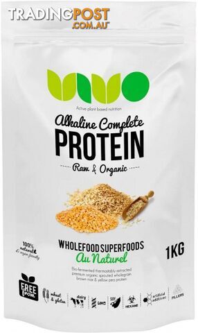 VIVO Organic Alkaline Complete Plant Protein Au Naturel 1kg - Vivo Alkaline Protein - 9348518000046