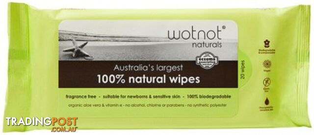 Wotnot 100% Natural Wipes 20 Pack - Wotnot Naturals - 9336127000281