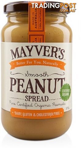 Mayvers Organic Smooth Peanut Butter  375g - Mayvers - 9310885115463