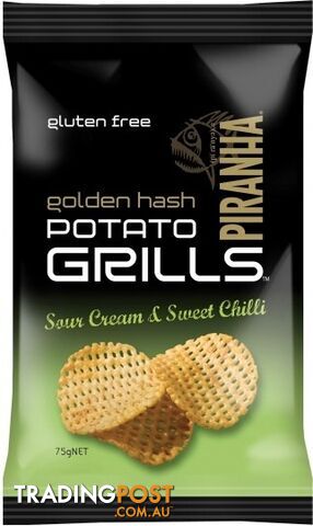 Piranha Potato Grills Sour Cream & Sweet Chilli 12x75g - Piranha - 9311796598222