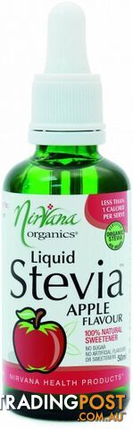 Nirvana Organics Apple Flavour Stevia Liquid 50ml - Nirvana Organics - 9338196000964
