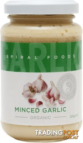 Spiral Organic Minced Garlic  Glass 220g - Spiral Foods - 9312336790106