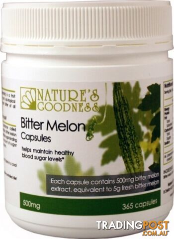 Natures Goodness Bitter Melon Capsules 500mg/365s - Natures Goodness - 9311968112959