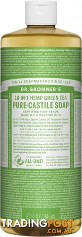Dr Bronner's Pure Castile Liquid Soap Green Tea 946ml - Dr Bronner's - 018787779323