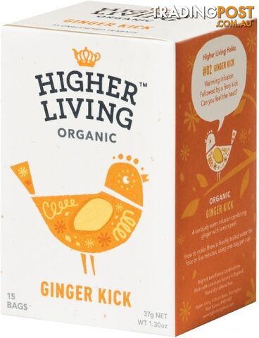 Higher Living Organic Ginger Kick Tea Caffeine Free 15Teabags - Higher Living - 5060319120061