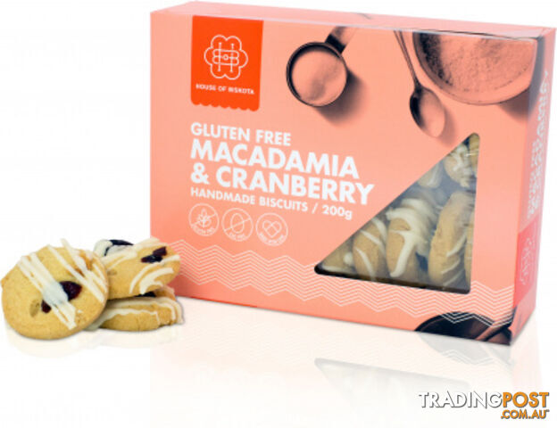 House of Biskota Gluten Free Macadamia & Cranberry Biscuits 200g - House of...