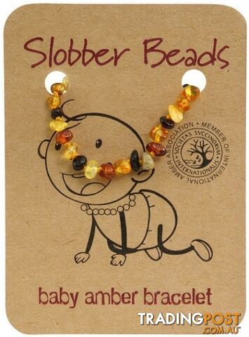 Slobber Beads Baltic Amber Baby Teething Bracelet Multi Round - Slobber Beads - 680569639707