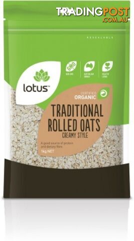 Lotus Organic Traditional Rolled Oats Creamy Style 1Kg - Lotus - 9317127640400