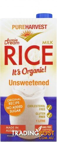 Pure Harvest Organic Rice Milk Natural 1L - Pure Harvest - 9312231233265