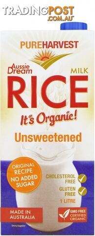 Pure Harvest Organic Rice Milk Natural 1L - Pure Harvest - 9312231233265