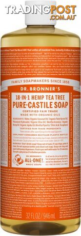 Dr Bronner's Pure Castile Liquid Soap Tea Tree 946ml - Dr Bronner's - 018787776322