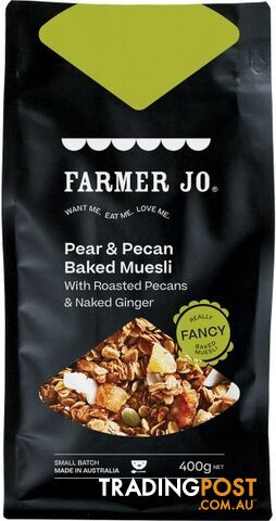 Farmer Jo Pear & Pecan Nuts Baked Muesli w/Roasted Pecans & Naked Ginger 400g - Farmer Jo - 9346430000076