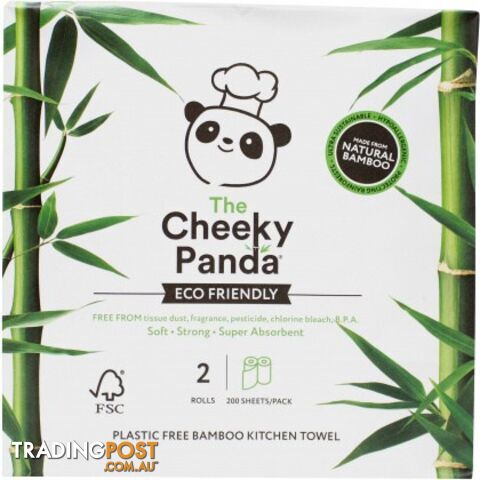 The Cheeky Panda Plastic Free Kitchen Paper Towel 2 Rolls (200 Sheets / Pack) - The Cheeky Panda - 5060561630042