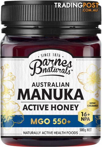 Barnes Naturals Australian Active Manuka Honey MGO 550+ 500g - Barnes Naturals - 9300677010045