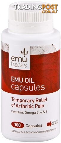 Emu Tracks Emu Oil 750mg 100 Capsules - Emu Tracks - 9334738000010