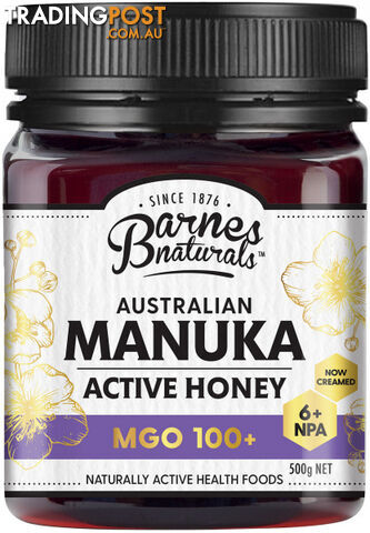 Barnes Naturals Australian Active Manuka Honey MGO 100+ 500g - Barnes Naturals - 9300677009971