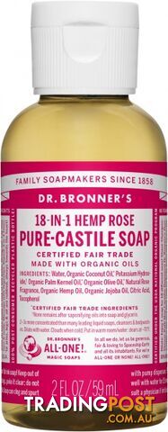 Dr Bronner's Pure Castile Liquid Soap Rose 59ml - Dr Bronner's - 018787778029