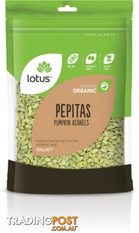 Lotus Organic Pepitas(Pumpkin Kernels) Raw 500g - Lotus - 9317127004172