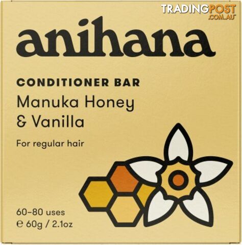 Anihana Conditioner Bar Manuka Honey & Vanilla Normal Hair 60g - Anihana - 9421906696240