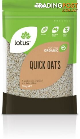 Lotus Organic Quick Oats Rolled 500gm - Lotus - 9317127639985