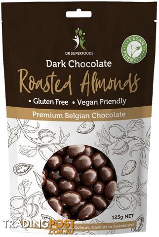 Dr Superfoods Roasted Almonds in Dark Chocolate 125g - Dr Superfoods - 0793573583628