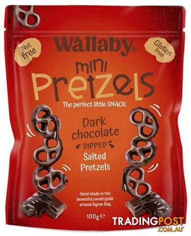 Wallaby Mini Pretzels Dark Chocolate Dipped Salted Pretzels  100g - Wallaby - 9314943033102