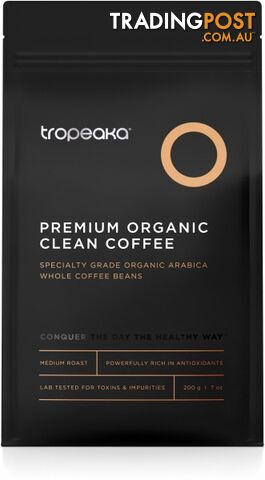 Tropeaka Premium Organic Clean Coffee Whole Bean 200g - Tropeaka - 9350728001331