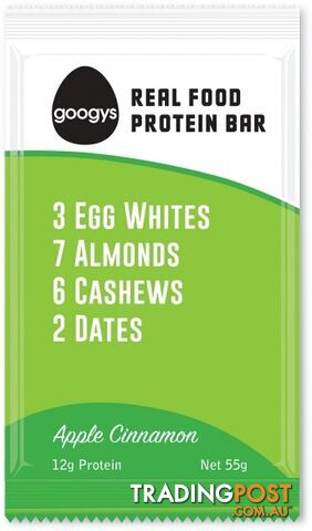 Googys Natural Paleo Protein Bar Apple Cinnamon  12x55g - Googys - 9369999077709