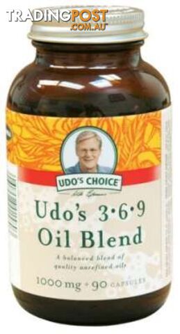 Udos 3-6-9 Oil Blend Softgel 1000mg 90 Vege Caps - Udo's Choice - 061998015803