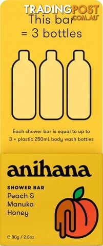 Anihana Solid Shower Bar Peach & Honey 80g - Anihana - 9421906696653