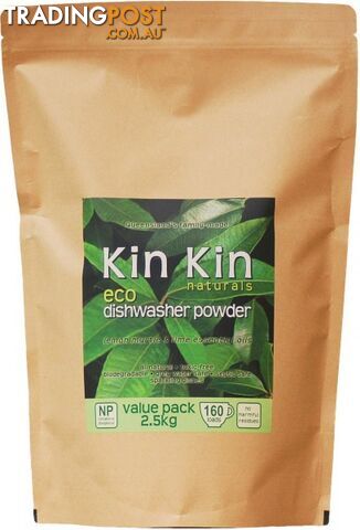 Kin Kin Naturals Eco Dishwasher Powder Lime & Lemon Myrtle 2.5kg Pouch - Kin Kin Naturals - 9379450492132