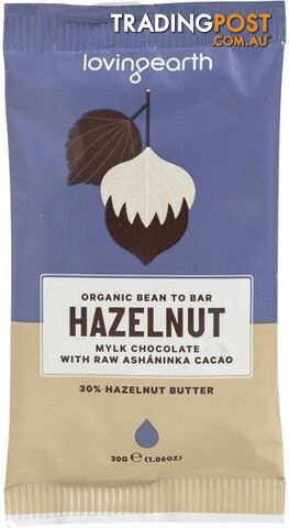 Loving Earth Hazelnut Mylk Chocolate with Raw Ashaninka Cacao 16x30g - Loving Earth - 9339709003311
