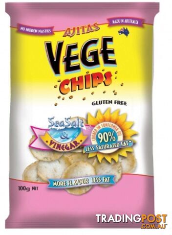 Vege Chips Sea Salt &  Vinegar 6x100g - Vege Chips - 9315991022186