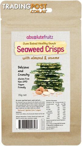 Absolutefruitz Seaweed Crisps Almond & Sesame 40g - Absolutefruitz - 9334827002727