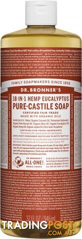 Dr Bronner's Pure Castile Liquid Soap Eucalyptus 946ml - Dr Bronner's - 018787773321