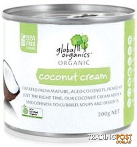 Global Organics Organic Coconut Cream  200g Can - Global Organics - 9326721002323