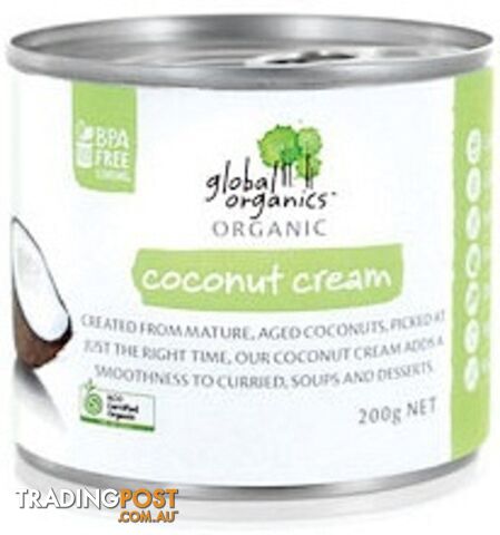 Global Organics Organic Coconut Cream  200g Can - Global Organics - 9326721002323