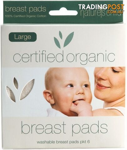 Natures Child Organic Cotton Reusable Breast Pads Night Large Pkt 6 - Natures Child - 9336588000059