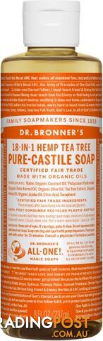 Dr Bronner's Pure Castile Liquid Soap Tea Tree 237ml - Dr Bronner's - 018787776087
