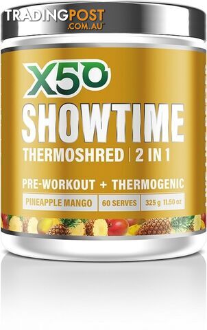 X50 Showtime Thermoshred 2 in 1 Pineapple Mango  325g - X50 - 9343518002526