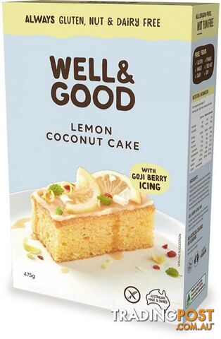 Well And Good Lemon Coconut Cake Mix & Gojiberry Icing  475g - Well & Good - 9337096100453